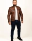 Чоловіча куртка шкіряна коричневого кольору-3