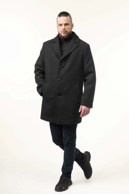 Чоловіче пальто чорного кольору демісезонне-5