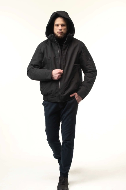 Чоловіча зимова куртка-бомбер з біопухом-10