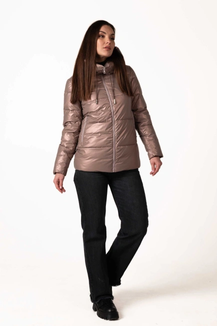 Жіночий зимовий біопуховик капучіно-7