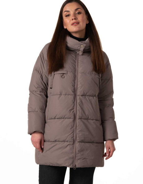 Кавовий біопуховик зі знімним капюшоном