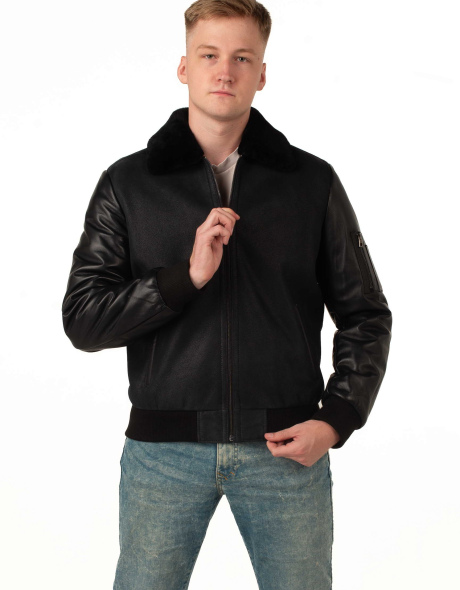 Дублёнка-бомбер мужская из натуральной овчины