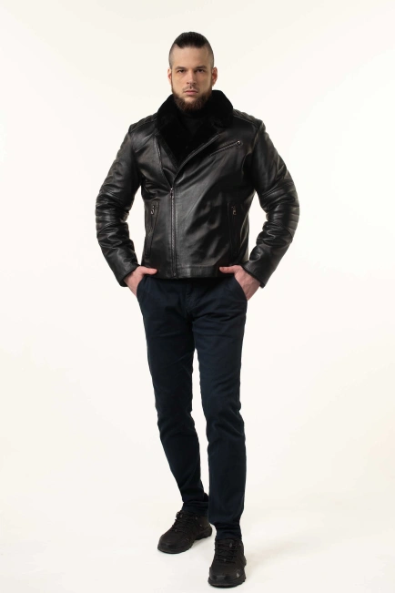 Дубленка мужская кожаная косуха-9